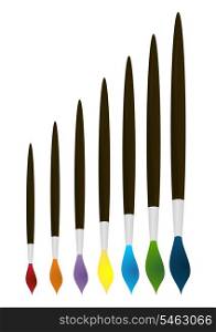 Assembly of brushes of the various form, size and colour.