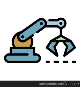 Assembly robot hand icon. Outline assembly robot hand vector icon color flat isolated. Assembly robot hand icon color outline vector