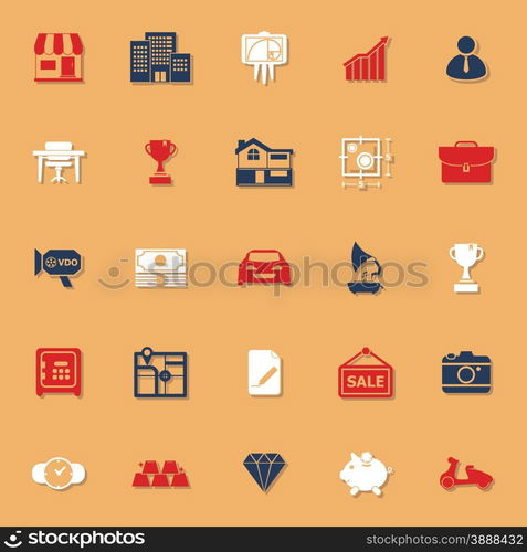 Asset and property classic color icons with shadow, stock vector