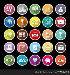 Asset and property flat icons with long shadow, stock vector