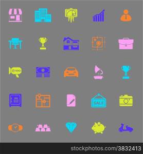 Asset and property icons on gray background, stock vector