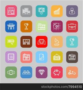 Asset and property line flat icons, stock vector