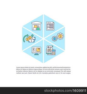 Asset management concept icon with text. Financial portfolio. Business funds organization PPT page vector template. Brochure, magazine, booklet design element with linear illustrations. Asset management concept icon with text