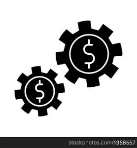 Assets black glyph icon. Business mechanism, budget management, working financial investments. Economics, commercial strategy. Silhouette symbol on white space. Vector isolated illustration