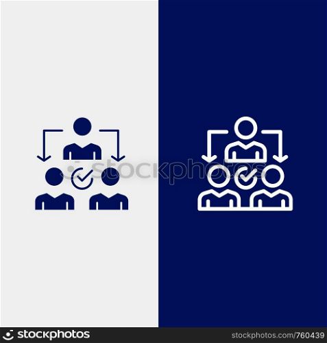 Assignment, Delegate, Delegating, Distribution Line and Glyph Solid icon Blue banner Line and Glyph Solid icon Blue banner
