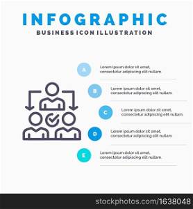 Assignment, Delegate, Delegating, Distribution Line icon with 5 steps presentation infographics Background