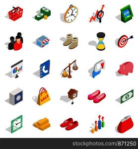 Assistance to business icons set. Isometric set of 25 assistance to business vector icons for web isolated on white background. Assistance to business icons set, isometric style