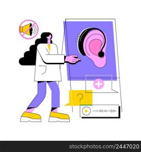 Assistive hearing device abstract concept vector illustration. Hearing assistance equipment, ear device, audiology doctor, assistive technology for deaf people, impaired person abstract metaphor.. Assistive hearing device abstract concept vector illustration.