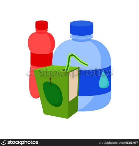 Assortment of beverages icon in cartoon style on a white background. Assortment of beverages icon, cartoon style