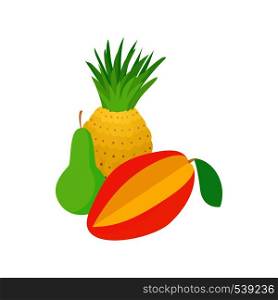 Assortment of fruit icon in cartoon style on a white background. Assortment of fruit icon, cartoon style