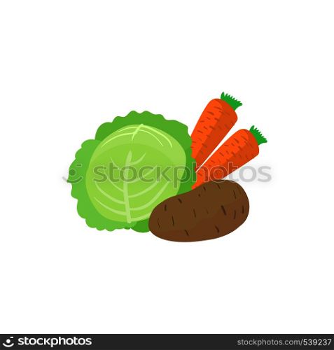 Assortment of vegetables icon in cartoon style on a white background. Assortment of vegetable icon, cartoon style