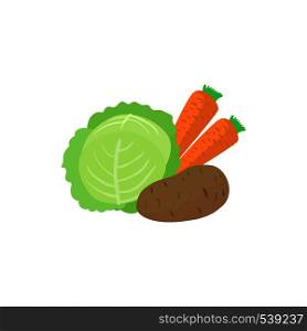 Assortment of vegetables icon in cartoon style on a white background. Assortment of vegetable icon, cartoon style