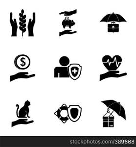 Assurance icons set. Simple illustration of 9 assurance vector icons for web. Assurance icons set, simple style