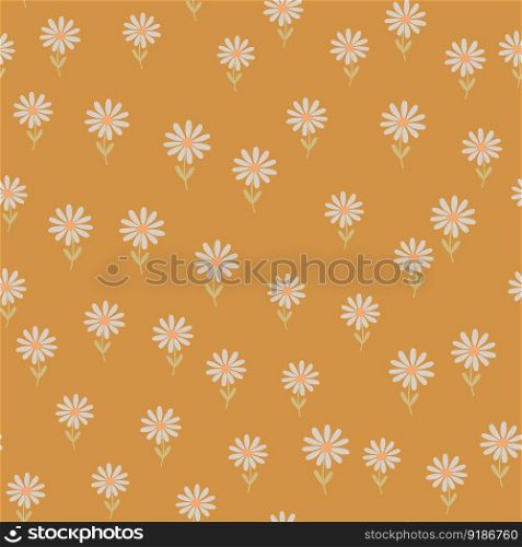 Aster flower seamless pattern. Little chamomile floral ornament wallpaper. Cute simple design for fabric, textile print, wrapping, cover. Vector illustration. Aster flower seamless pattern. Little chamomile floral ornament wallpaper.