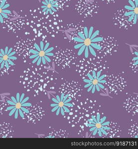 Aster flower seamless pattern. Little chamomile floral ornament wallpaper. Cute simple design for fabric, textile print, wrapping, cover. Vector illustration. Aster flower seamless pattern. Little chamomile floral ornament wallpaper.