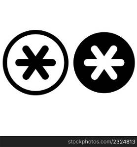 asterisk footnote in circle. asterisk icon on white background. star note sign. flat style.