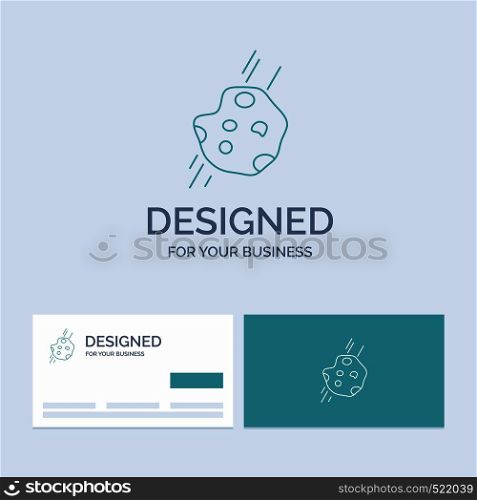 Asteroid, astronomy, meteor, space, comet Business Logo Line Icon Symbol for your business. Turquoise Business Cards with Brand logo template. Vector EPS10 Abstract Template background