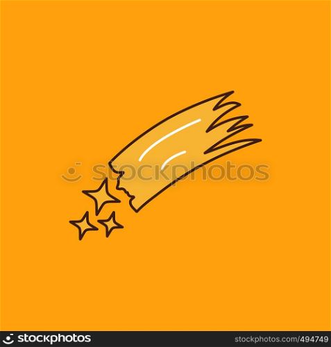 Asteroid, astronomy, meteor, space, comet Flat Line Filled Icon. Beautiful Logo button over yellow background for UI and UX, website or mobile application. Vector EPS10 Abstract Template background
