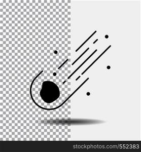 Asteroid, astronomy, meteor, space, comet Glyph Icon on Transparent Background. Black Icon. Vector EPS10 Abstract Template background