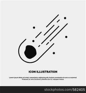 Asteroid, astronomy, meteor, space, comet Icon. glyph vector gray symbol for UI and UX, website or mobile application. Vector EPS10 Abstract Template background