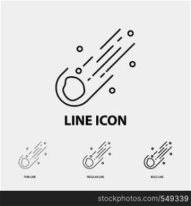 Asteroid, astronomy, meteor, space, comet Icon in Thin, Regular and Bold Line Style. Vector illustration. Vector EPS10 Abstract Template background