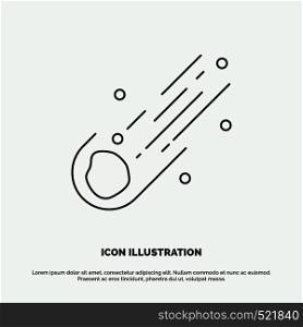 Asteroid, astronomy, meteor, space, comet Icon. Line vector gray symbol for UI and UX, website or mobile application. Vector EPS10 Abstract Template background