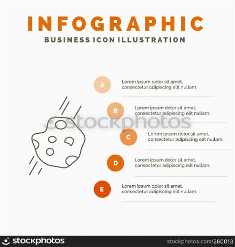 Asteroid, astronomy, meteor, space, comet Infographics Template for Website and Presentation. Line Gray icon with Orange infographic style vector illustration