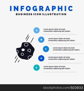 Asteroid, astronomy, meteor, space, comet Infographics Template for Website and Presentation. GLyph Gray icon with Blue infographic style vector illustration.. Vector EPS10 Abstract Template background