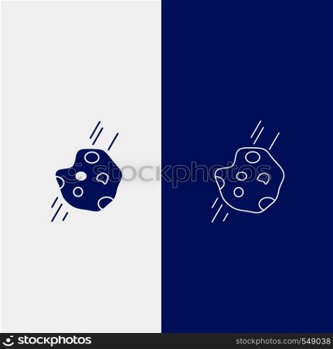 Asteroid, astronomy, meteor, space, comet Line and Glyph web Button in Blue color Vertical Banner for UI and UX, website or mobile application. Vector EPS10 Abstract Template background