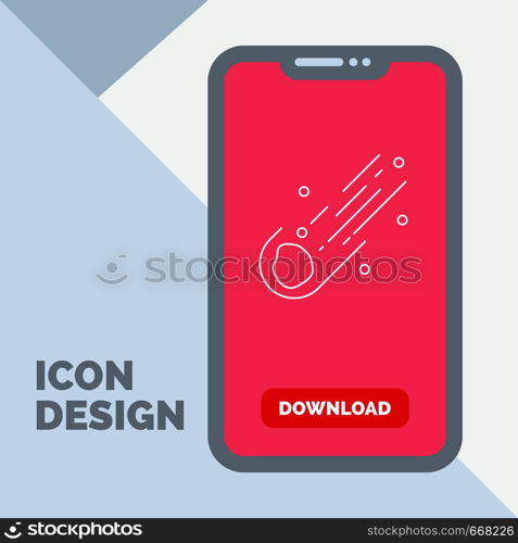 Asteroid, astronomy, meteor, space, comet Line Icon in Mobile for Download Page. Vector EPS10 Abstract Template background
