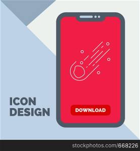 Asteroid, astronomy, meteor, space, comet Line Icon in Mobile for Download Page. Vector EPS10 Abstract Template background