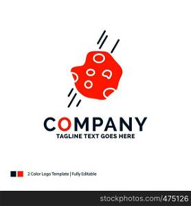 Asteroid, astronomy, meteor, space, comet Logo Design. Blue and Orange Brand Name Design. Place for Tagline. Business Logo template.