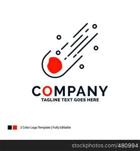 Asteroid, astronomy, meteor, space, comet Logo Design. Blue and Orange Brand Name Design. Place for Tagline. Business Logo template.