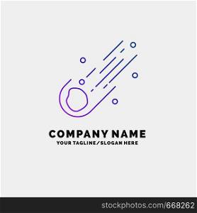 Asteroid, astronomy, meteor, space, comet Purple Business Logo Template. Place for Tagline. Vector EPS10 Abstract Template background