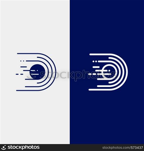 Asteroid, Comet, Flight, Light, Space Line and Glyph Solid icon Blue banner Line and Glyph Solid icon Blue banner