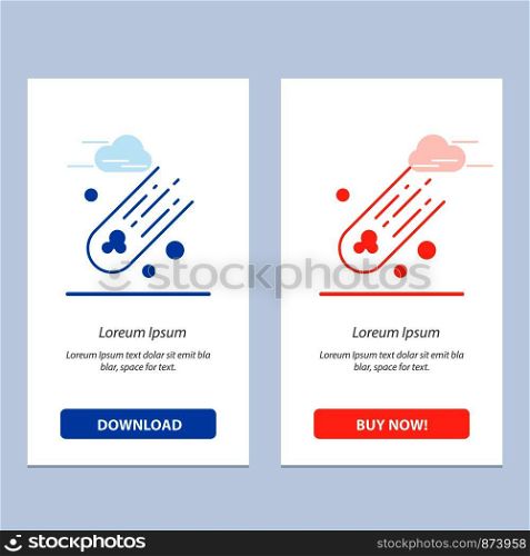 Asteroid, Comet, Space Blue and Red Download and Buy Now web Widget Card Template
