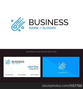 Asteroid, Comet, Space Blue Business logo and Business Card Template. Front and Back Design