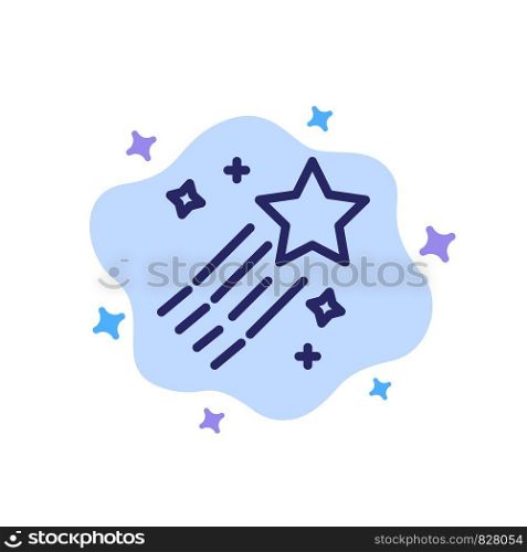Asteroid, Comet, Space, Star Blue Icon on Abstract Cloud Background