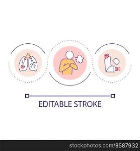 Asthma attack loop concept icon. Respiratory system chronic disease. Breathing problem abstract idea thin line illustration. Isolated outline drawing. Editable stroke. Arial font used. Asthma attack loop concept icon
