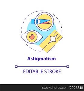 Astigmatism concept icon. Common eye diseases and condition. Problems to treat with the lasik surgery abstract idea thin line illustration. Vector isolated outline color drawing. Editable stroke. Astigmatism concept icon