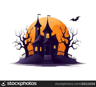  astle halloween icon style clipart. Vector illustration design.
