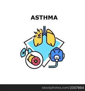 Astma allergy. bronchial disease. respiratory patient. medicine inhaler. allergic pain treatment astma vector concept color illustration. Astma icon vector illustration