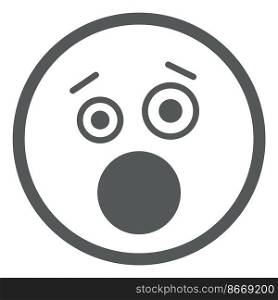 Astonished emoji. Shock face icon in simple line style isolated on white background. Astonished emoji. Shock face icon in simple line style