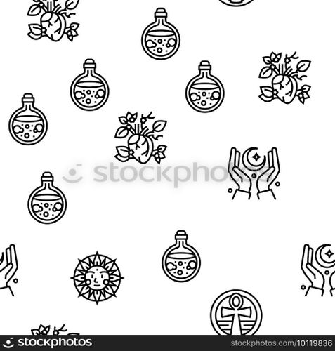 Astrological Objects Vector Seamless Pattern Thin Line Illustration. Astrological Objects Vector Seamless Pattern