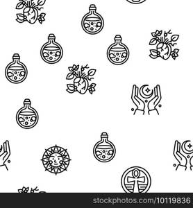 Astrological Objects Vector Seamless Pattern Thin Line Illustration. Astrological Objects Vector Seamless Pattern