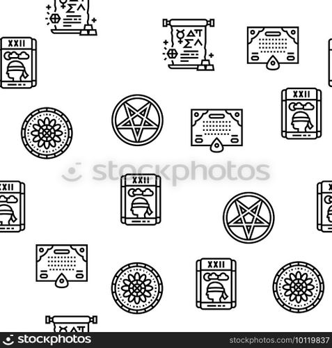 Astrological Objects Vector Seamless Pattern Thin Line Illustration. Astrological Objects Vector Seamless Pattern