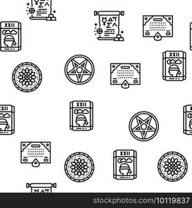 Astrological Objects Vector Seamless Pattern Thin Line Illustration. Astrological Objects Vector Seamless Pattern