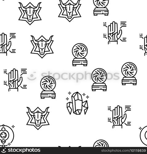 Astrological Objects Vector Seamless Pattern Thin Line Illustration. Astrological Objects Vector Seamless Pattern