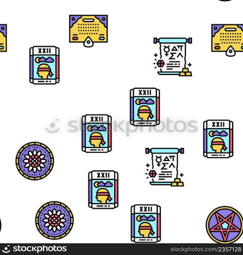 Astrological Objects Vector Seamless Pattern Thin Line Illustration. Astrological Objects Vector Seamless Pattern