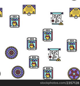 Astrological Objects Vector Seamless Pattern Thin Line Illustration. Astrological Objects Vector Seamless Pattern